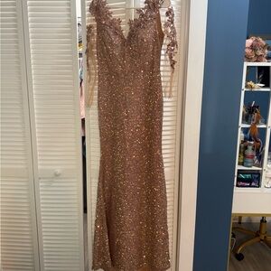 SHEIN Glittering Rose Gold Prom Dress